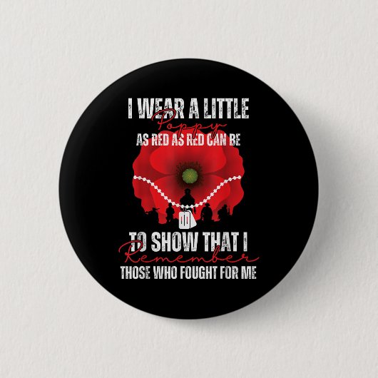Red Poppy Blume Usa Memorial Day Button (Vorderseite)