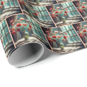 Red Poppy Bouquet im sonnigen Fenster Geschenkpapier (Rolleneckpunkt)