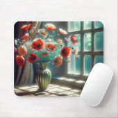 Red Poppy Bouquet im sonnigen Fenster Mousepad (Mit Mouse)