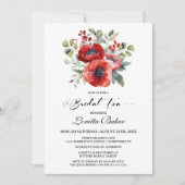 Red Poppy Bridal Tea Einladung (Vorderseite)