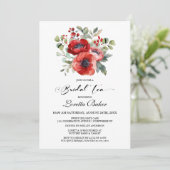 Red Poppy Bridal Tea Einladung (Stehend Vorderseite)