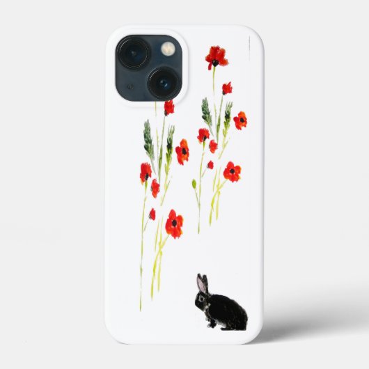 Red Poppy Bunny Rabbit Floral Case-Mate iPhone Hülle (Rückseite)