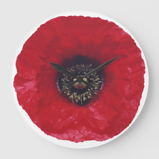 Red Poppy Clock Große Wanduhr (Vorderseite)