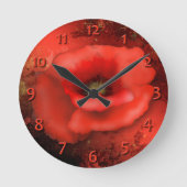 Red Poppy Clock Runde Wanduhr (Vorderseite)