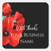 Red Poppy Danke, Square Sticker (Vorderseite)