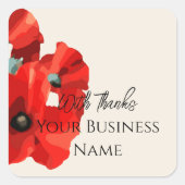 Red Poppy Danke, Square Sticker (Vorderseite)