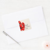 Red Poppy Danke, Square Sticker (Umschlag)
