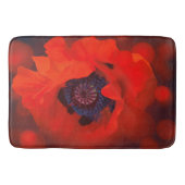 Red Poppy Dark Background & Bokeh Effekt Badematte (Vorderseite)