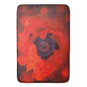 Red Poppy Dark Background & Bokeh Effekt Badematte (Vorderseite Vertikal)