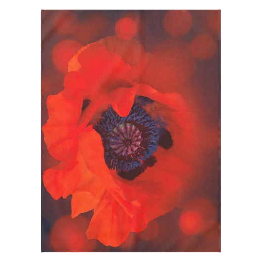 Red Poppy Dark Background & Bokeh Effekt Tischdecke (Vorderseite)