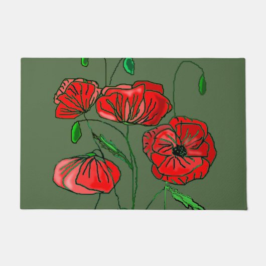 Red Poppy Doormat - Benutzerdefinierte Farben Fußmatte (Vorderseite)