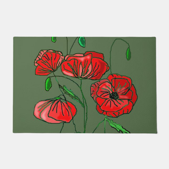 Red Poppy Doormat - Benutzerdefinierte Farben Fußmatte (Vorderseite)