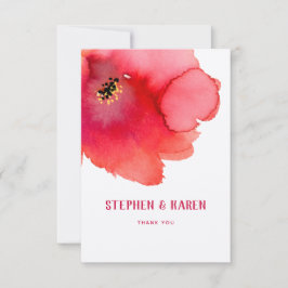 Red Poppy Elegant Wedding Dankeschön Card Dankeskarte