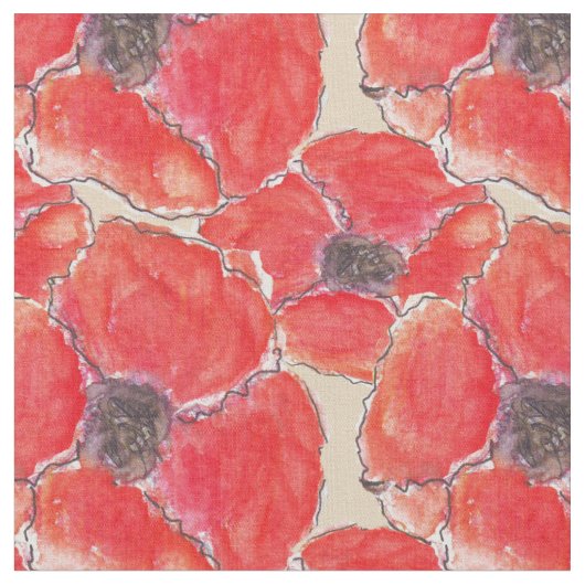 Red Poppy Fabric Stoff (Nahaufnahme)