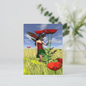 Red Poppy Fairy im Sommer Postkarte (Stehend Vorderseite)