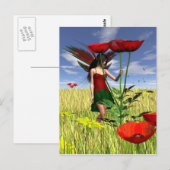 Red Poppy Fairy im Sommer Postkarte (Vorne/Hinten)