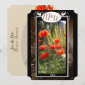 Red Poppy Feilds Blume Showeinlage Save The Date (Vorne/Hinten)