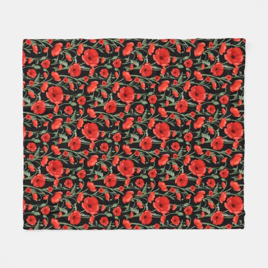 Red Poppy Fleecedecke (Vorderseite (Horizontal))