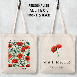 Red Poppy Floral August Birth Blume Marktname Tragetasche