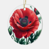 Red Poppy Floral Erinnerung Keramik Ornament (Links)