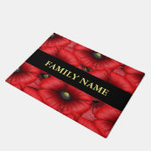 Red Poppy Floral Familienname Doormat Fußmatte (Schrägansicht)