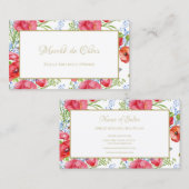 Red Poppy Floral Gold Script Beauty Boutique Visitenkarte (Vorne/Hinten)