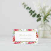 Red Poppy Floral Gold Script Beauty Boutique Visitenkarte (Stehend Vorderseite)
