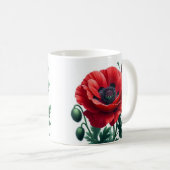 Red Poppy Floral Kaffeetasse (VorderseiteRechts)