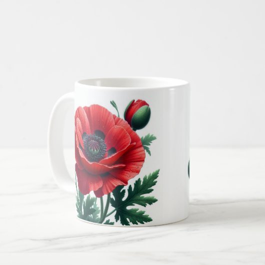 Red Poppy Floral Kaffeetasse (Vorderseite Links)