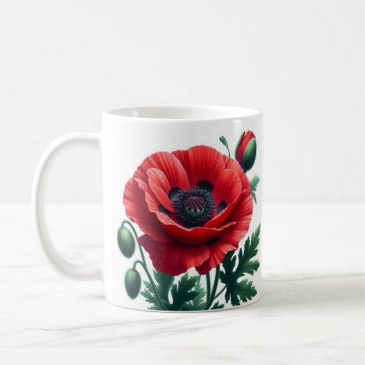 Red Poppy Floral Kaffeetasse (Links)