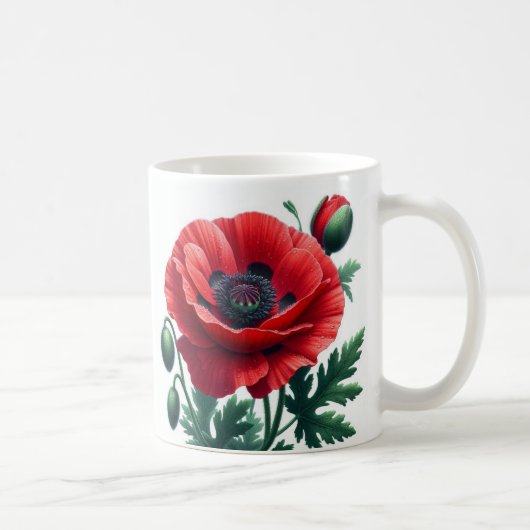 Red Poppy Floral Kaffeetasse (Rechts)