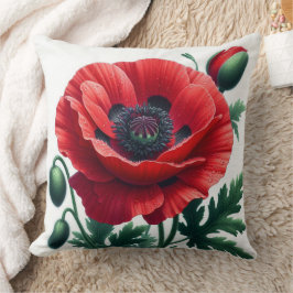 Red Poppy Floral Kissen