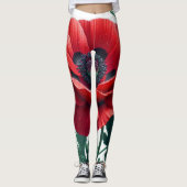 Red Poppy Floral Leggings (Vorderseite)