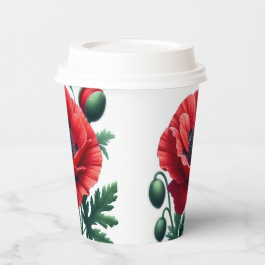 Red Poppy Floral Pappbecher (Links)