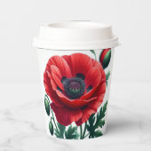 Red Poppy Floral Pappbecher (Rückseite)