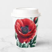Red Poppy Floral Pappbecher (Vorderseite)