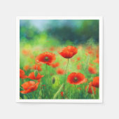 Red Poppy Floral Party Serviette (Vorderseite)