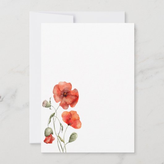 Red Poppy Floral Personalisiert Name Stationery Mitteilungskarte (Rückseite)