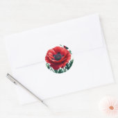 Red Poppy Floral Runder Aufkleber (Umschlag)