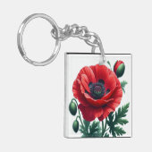 Red Poppy Floral Schlüsselanhänger (Vorderseite links)