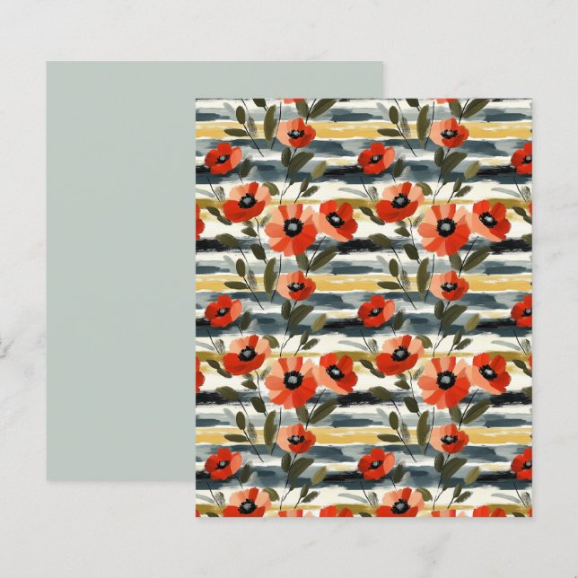 Red Poppy Floral Scrapbook Paper (Vorne/Hinten)