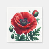 Red Poppy Floral Serviette (Vorderseite)
