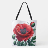 Red Poppy Floral Tasche (Rückseite)