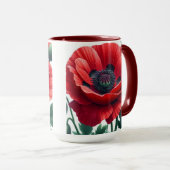 Red Poppy Floral Tasse (VorderseiteRechts)