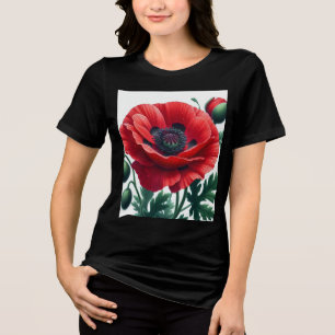 Red Poppy Floral Tri-Blend Shirt