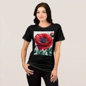 Red Poppy Floral Tri-Blend Shirt (Vorderseite voll)