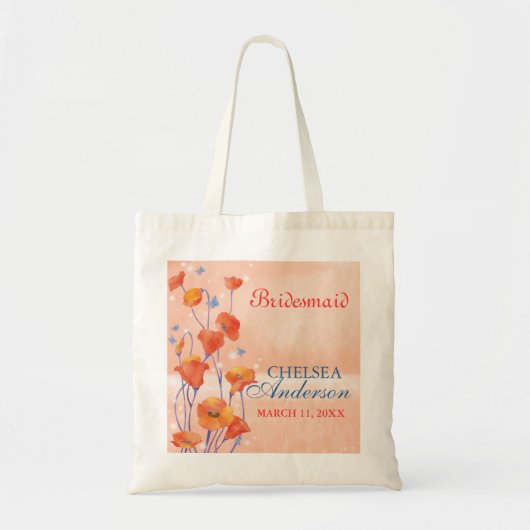 Red Poppy Floral Wedding Bridesmaids Geschenk Tragetasche (Vorne)