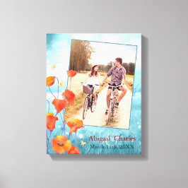 Red Poppy Floral Wedding Foto Keepake Leinwanddruck