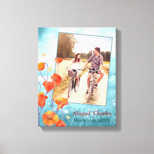 Red Poppy Floral Wedding Foto Keepake Leinwanddruck