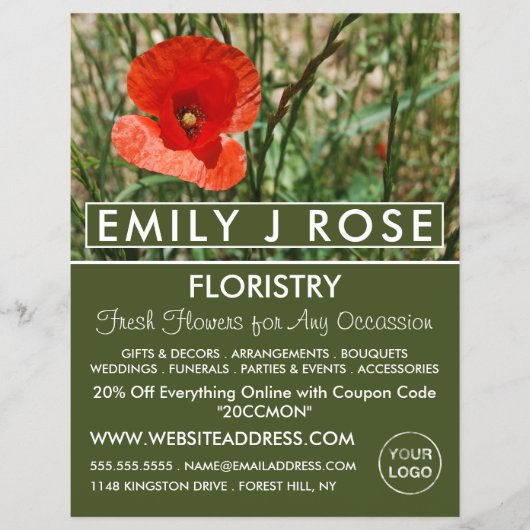 Red Poppy, Floristry Advertising Flyer (Vorne)